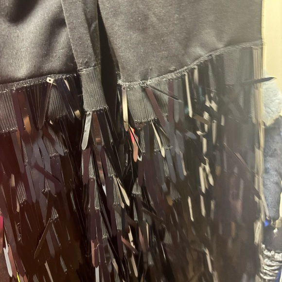 ELEGANT BLACK 2 PIECE FUN FASHION. WITH LONG CAPE AND SPARKLY PANTS - Picture 4 of 12